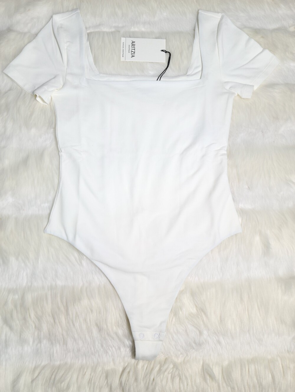 Aritzia Contour Squareneck Shortsleeve Bodysuit White Women XS NEW